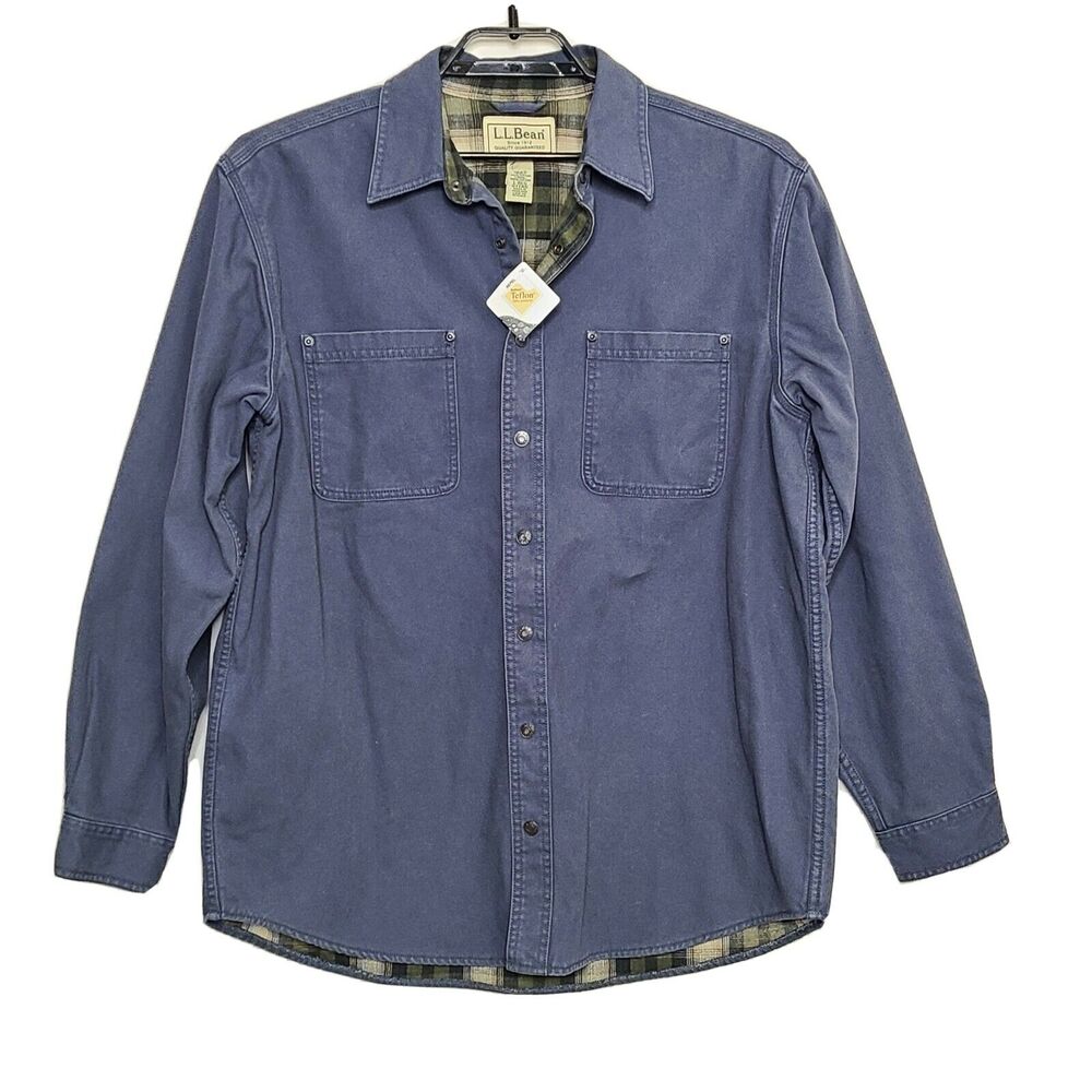 Vintage LL Bean Chore Coat Canvas Jacket SZ Large Blue
